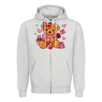 Dove Grey valentines day teddy bear Zipper Hoodie - LillyAllenDesigns