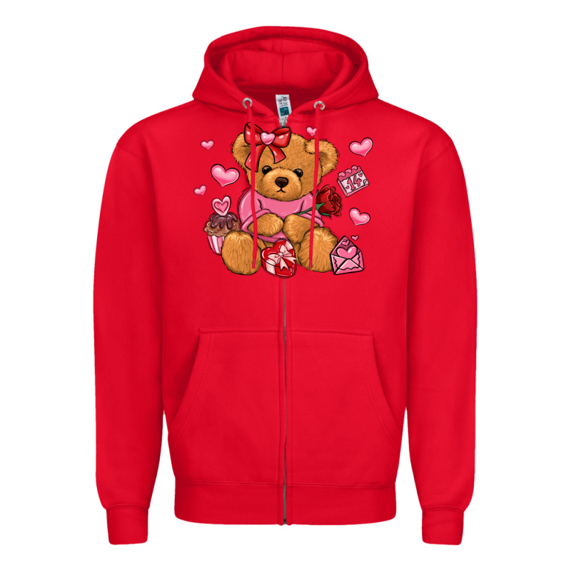 Valentines Day Teddy Bear Zipper Hoodie by LillyAllenDesigns | Teevron