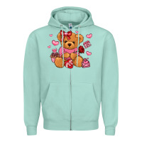 Seafoam valentines day teddy bear Zipper Hoodie - LillyAllenDesigns