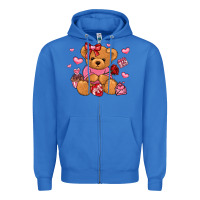 True Royal valentines day teddy bear Zipper Hoodie - LillyAllenDesigns