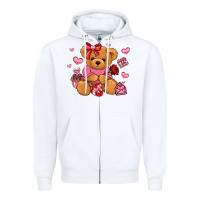 White valentines day teddy bear Zipper Hoodie - LillyAllenDesigns