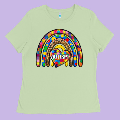 Autism Rainbow Ladies Tee Designed By Zillion Design Studio