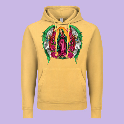 Mexican Flag Wings Our Lady Of Guadalupe Vintage Hoodie Designed By Artiststas