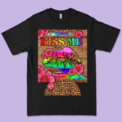 Lgbtq Kiss Me  Can Cooler Premium Tee Designed By Hra Design Shop