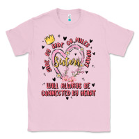 Bubblegum Pink side by side or miles apart sisters will always be connected by heart Classic Tee - MaliasSmallBusiness