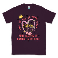 Plum side by side or miles apart sisters will always be connected by heart Classic Tee - MaliasSmallBusiness