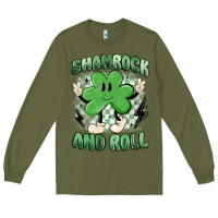Army Green shamrock and roll Long Sleeve Tee - MaliasSmallBusiness