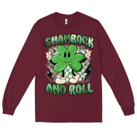 Burgundy shamrock and roll Long Sleeve Tee - MaliasSmallBusiness
