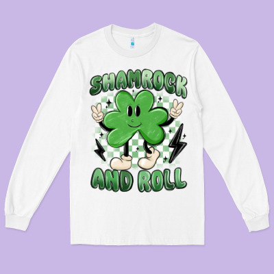 Shamrock And Roll Long Sleeve Tee Designed By Maliassmallbusiness