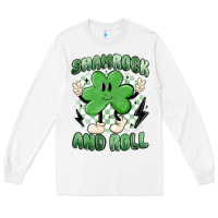 White shamrock and roll Long Sleeve Tee - MaliasSmallBusiness