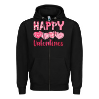 Black happy valentines Zipper Hoodie - LillyAllenDesigns