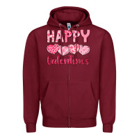 Burgundy happy valentines Zipper Hoodie - LillyAllenDesigns