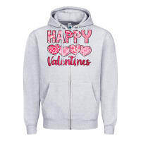 Heather Grey happy valentines Zipper Hoodie - LillyAllenDesigns