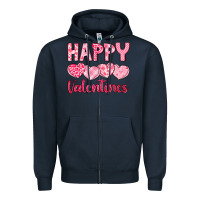 Navy happy valentines Zipper Hoodie - LillyAllenDesigns