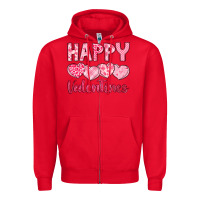 Red happy valentines Zipper Hoodie - LillyAllenDesigns