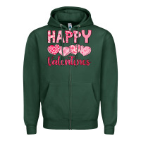 Sports Green happy valentines Zipper Hoodie - LillyAllenDesigns