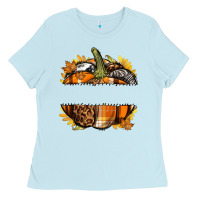 Baby Blue Personalized Fall Pumpkin Ladies Tee - texasbilliewilder