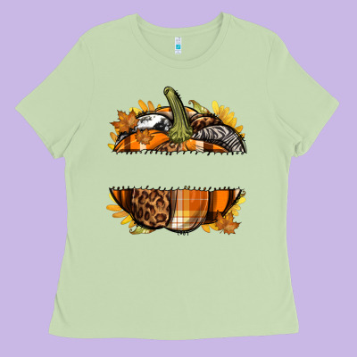 Personalized Fall Pumpkin Ladies Tee Designed By Texasbilliewilder