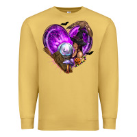 Antique Gold Halloween Heart with Witch Premium Sweatshirt - texasbilliewilder