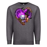 Charcoal Heather Halloween Heart with Witch Premium Sweatshirt - texasbilliewilder