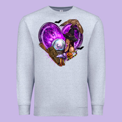 Halloween Heart With Witch Premium Sweatshirt Designed By Texasbilliewilder