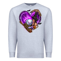 Heather Grey Halloween Heart with Witch Premium Sweatshirt - texasbilliewilder