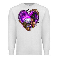 Oatmeal Heather Halloween Heart with Witch Premium Sweatshirt - texasbilliewilder