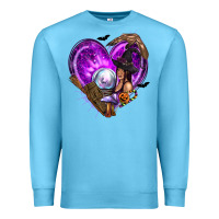 Ocean Blue Halloween Heart with Witch Premium Sweatshirt - texasbilliewilder