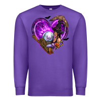 Purple Halloween Heart with Witch Premium Sweatshirt - texasbilliewilder
