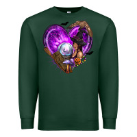 Sports Green Halloween Heart with Witch Premium Sweatshirt - texasbilliewilder