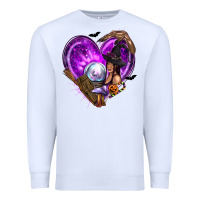 White Halloween Heart with Witch Premium Sweatshirt - texasbilliewilder