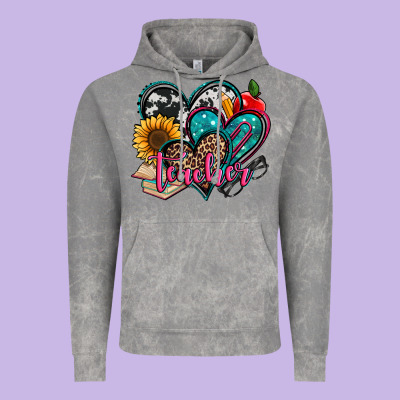 Teacher Hearts Vintage Hoodie Designed By Jasminsmagicworld