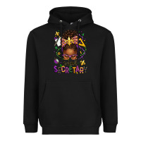 Black mardi gras school secretary afro messy bun Heavyweight Hoodie - texasbilliewilder