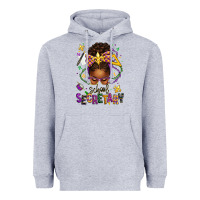 Heather Grey mardi gras school secretary afro messy bun Heavyweight Hoodie - texasbilliewilder