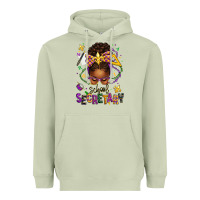 Matcha mardi gras school secretary afro messy bun Heavyweight Hoodie - texasbilliewilder