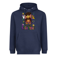 Navy mardi gras school secretary afro messy bun Heavyweight Hoodie - texasbilliewilder