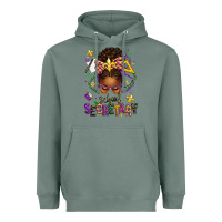 Sage mardi gras school secretary afro messy bun Heavyweight Hoodie - texasbilliewilder