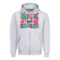 Heather Grey hugs and kisses Zipper Hoodie - LillyAllenDesigns