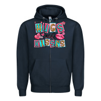 Navy hugs and kisses Zipper Hoodie - LillyAllenDesigns