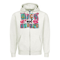 Oatmeal Heather hugs and kisses Zipper Hoodie - LillyAllenDesigns