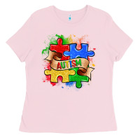 Bubblegum Pink autism puzzle pieces Ladies Tee - Zillion Design Studio