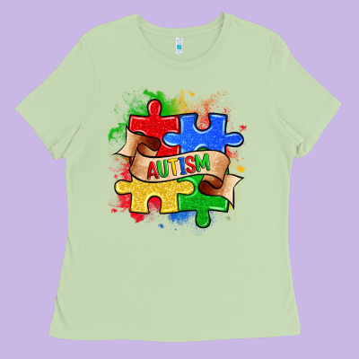 Autism Puzzle Pieces Ladies Tee Designed By Zillion Design Studio