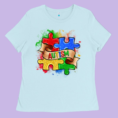 Autism Puzzle Pieces Ladies Tee Designed By Zillion Design Studio