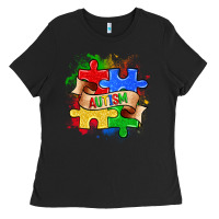 Black autism puzzle pieces Ladies Tee - Zillion Design Studio