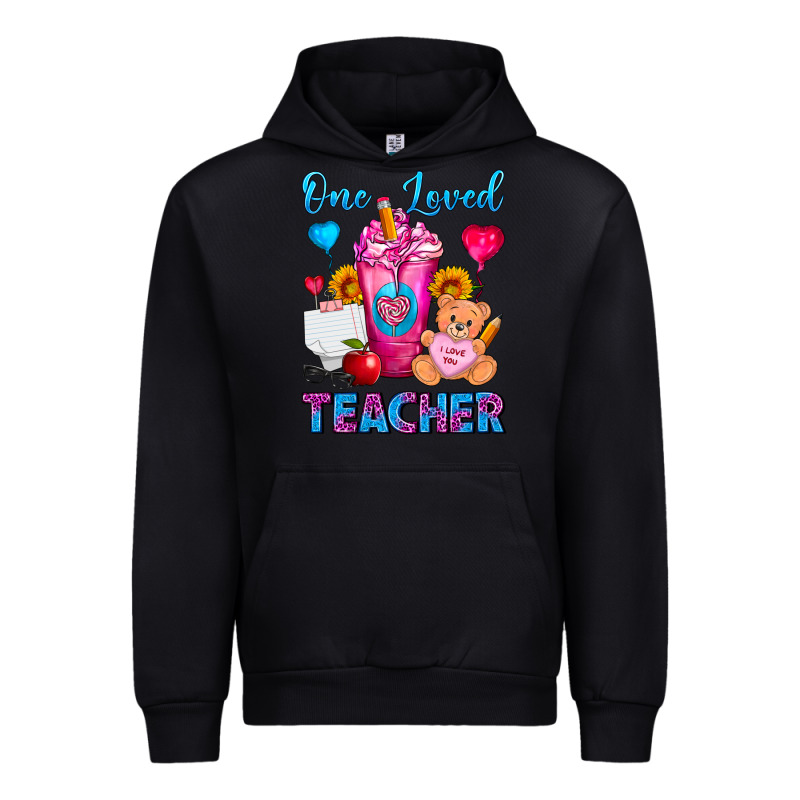 One Loved Teacher Valentines Day Cold Drink Frappe Urban Hoodie by FaDigitalArtStudio | Teevron