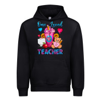 Black One Loved Teacher Valentines Day Cold Drink Frappe Urban Hoodie - FaDigitalArtStudio