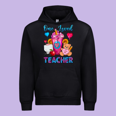 One Loved Teacher Valentines Day Cold Drink Frappe Urban Hoodie Designed By Fadigitalartstudio