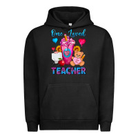 Pigment Black One Loved Teacher Valentines Day Cold Drink Frappe Urban Hoodie - FaDigitalArtStudio