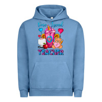 Pigment Pebble Blue One Loved Teacher Valentines Day Cold Drink Frappe Urban Hoodie - FaDigitalArtStudio