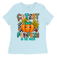 Baby Blue Cutest Pumpkin In The Patch Ladies Tee - texasbilliewilder